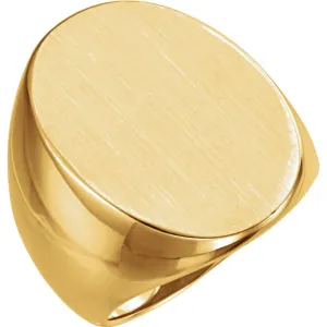 14k Yellow Gold 27x19mm Oval Signet Ring, Size 10