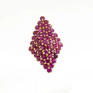 14K Yellow Gold 4.ctw 49 Ruby Ladies Cocktail Ring