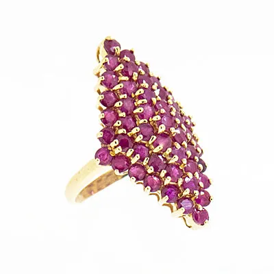 14K Yellow Gold 4.ctw 49 Ruby Ladies Cocktail Ring