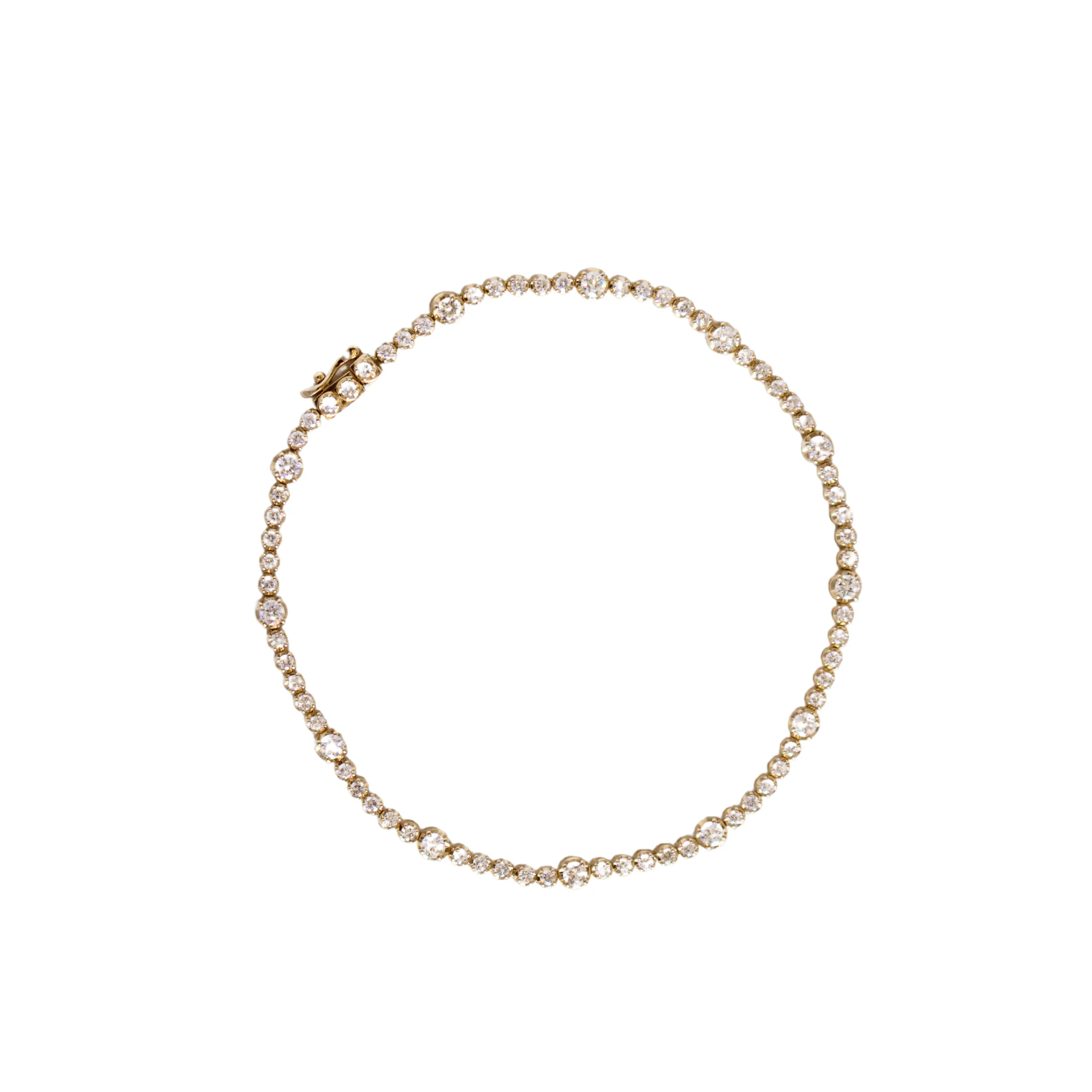14k Yellow Gold All Diamond Station Bracelet