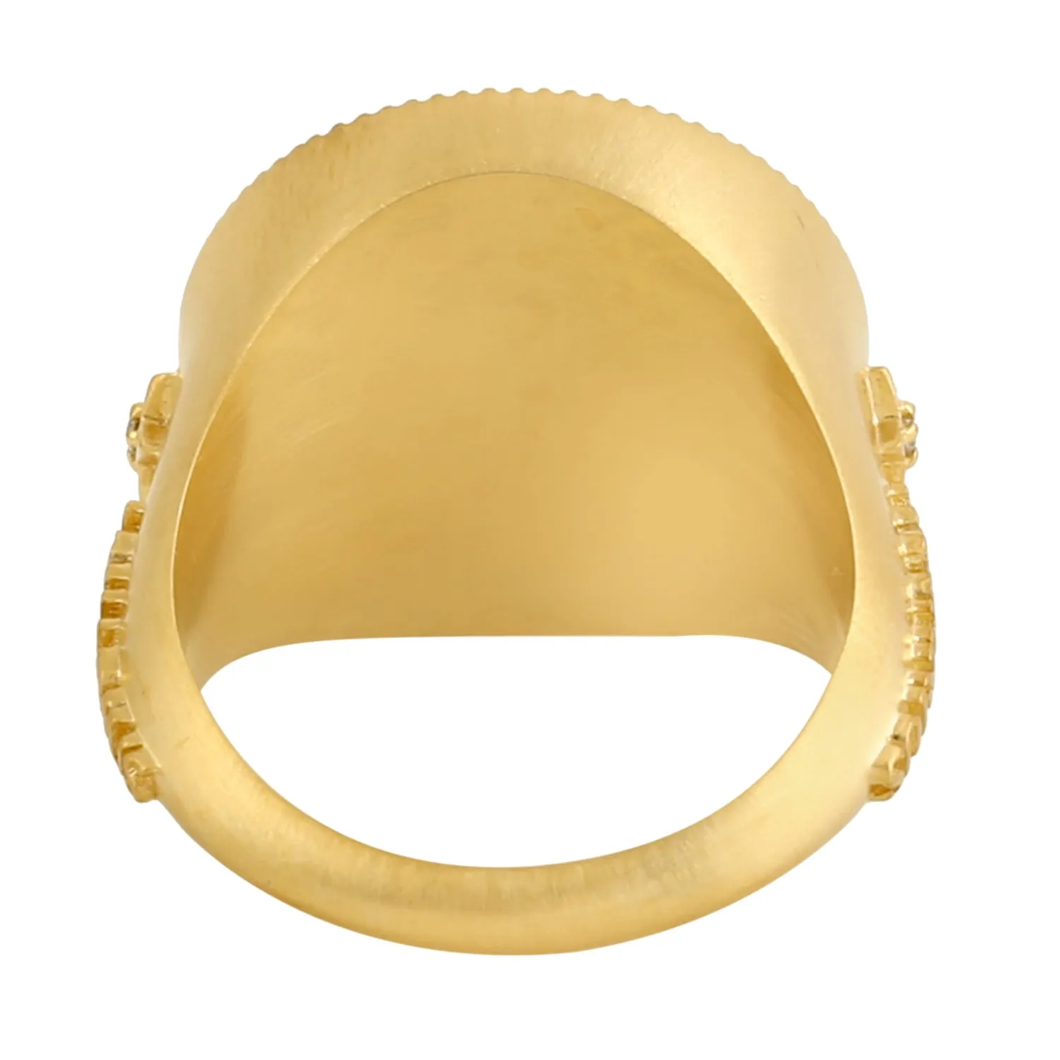 14k Yellow Gold Aquarius Zodiac Sign Birth Month Cocktail Ring With Studded Diamond