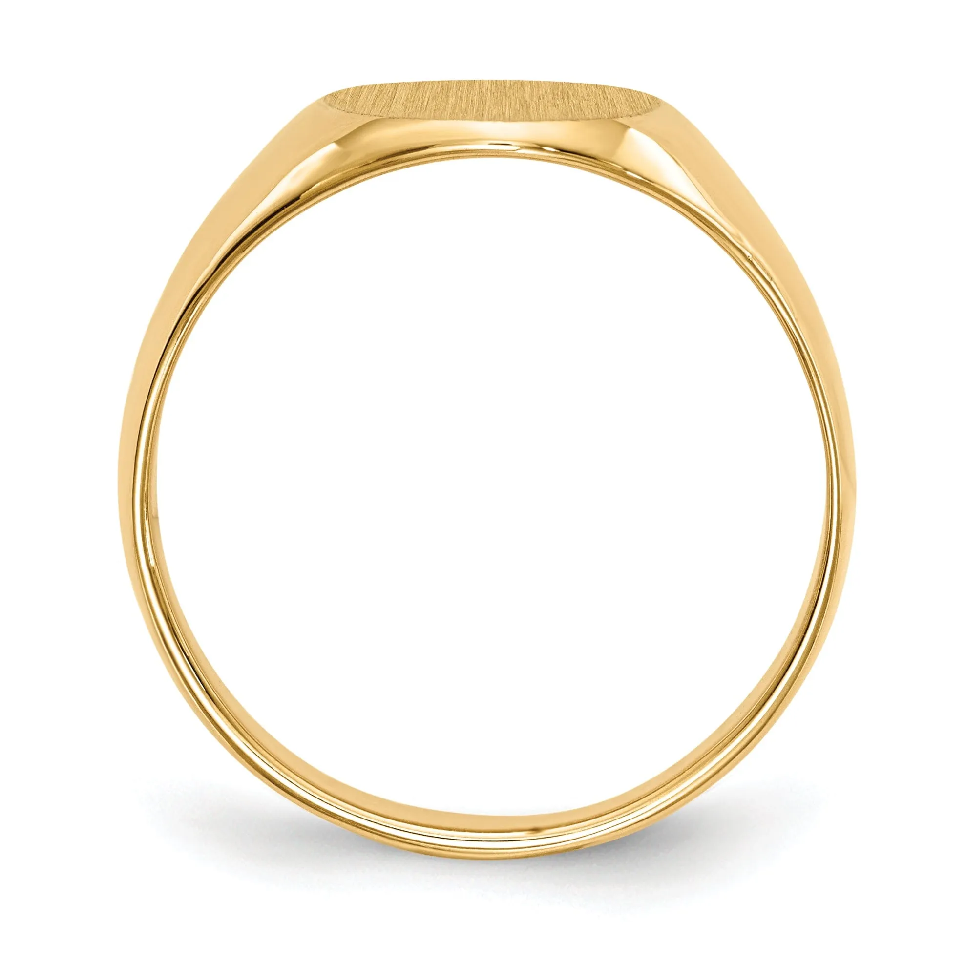 14k Yellow Gold Brushed Solid Polished Signet Ring