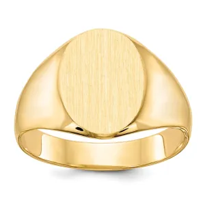 14k Yellow Gold Brushed Solid Polished Signet Ring