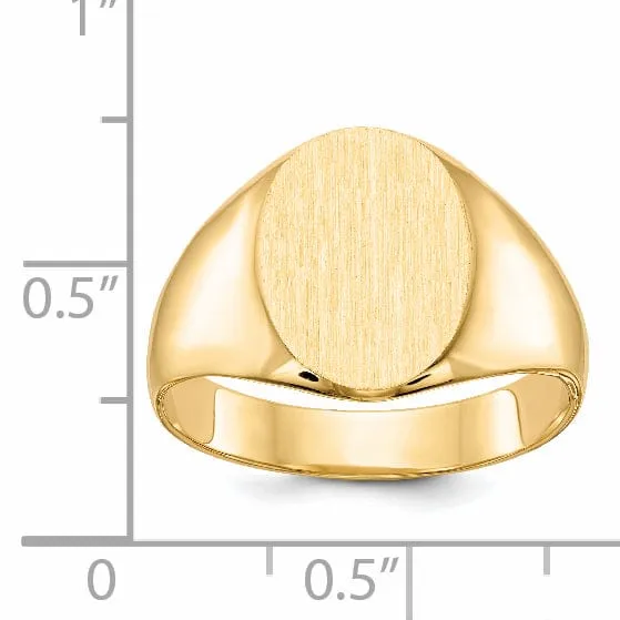14k Yellow Gold Brushed Solid Polished Signet Ring