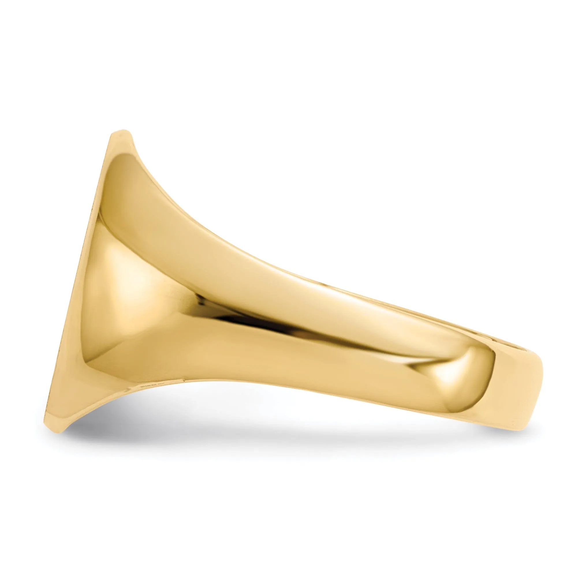 14k Yellow Gold Brushed Solid Polished Signet Ring