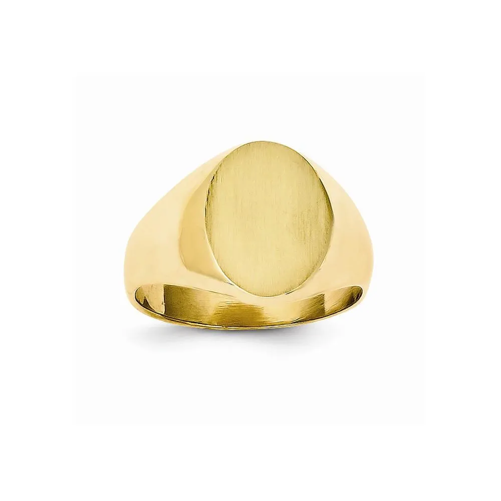 14k Yellow Gold Brushed Solid Polished Signet Ring