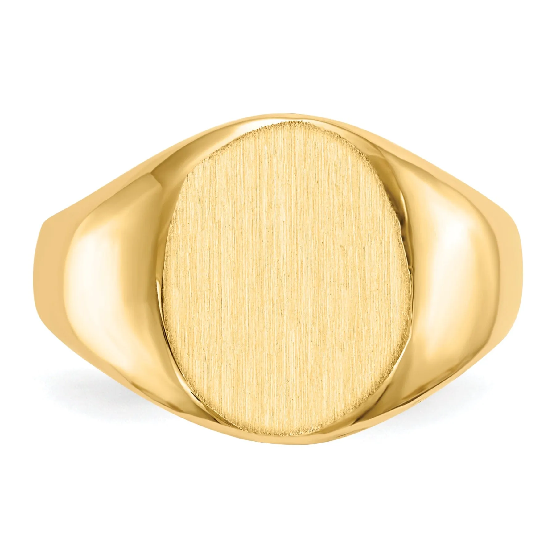 14k Yellow Gold Brushed Solid Polished Signet Ring