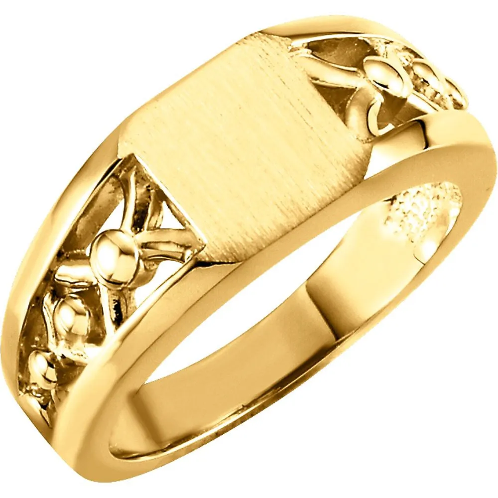 14k Yellow Gold Ladies' Signet Ring, Size 6