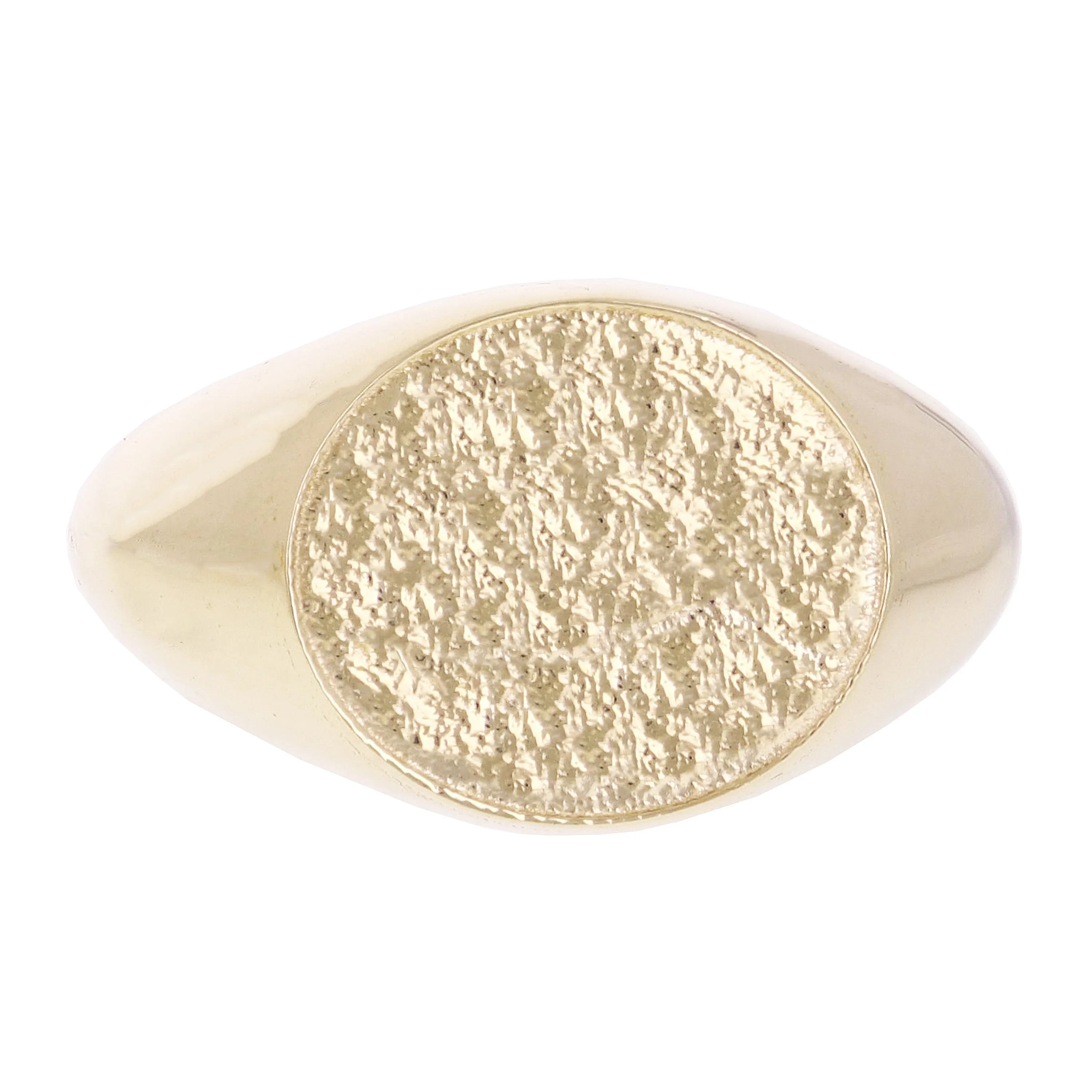 14k Yellow Gold Oval Hammered Finish Signet Ring Size 8 -12.3mm 6.4 grams