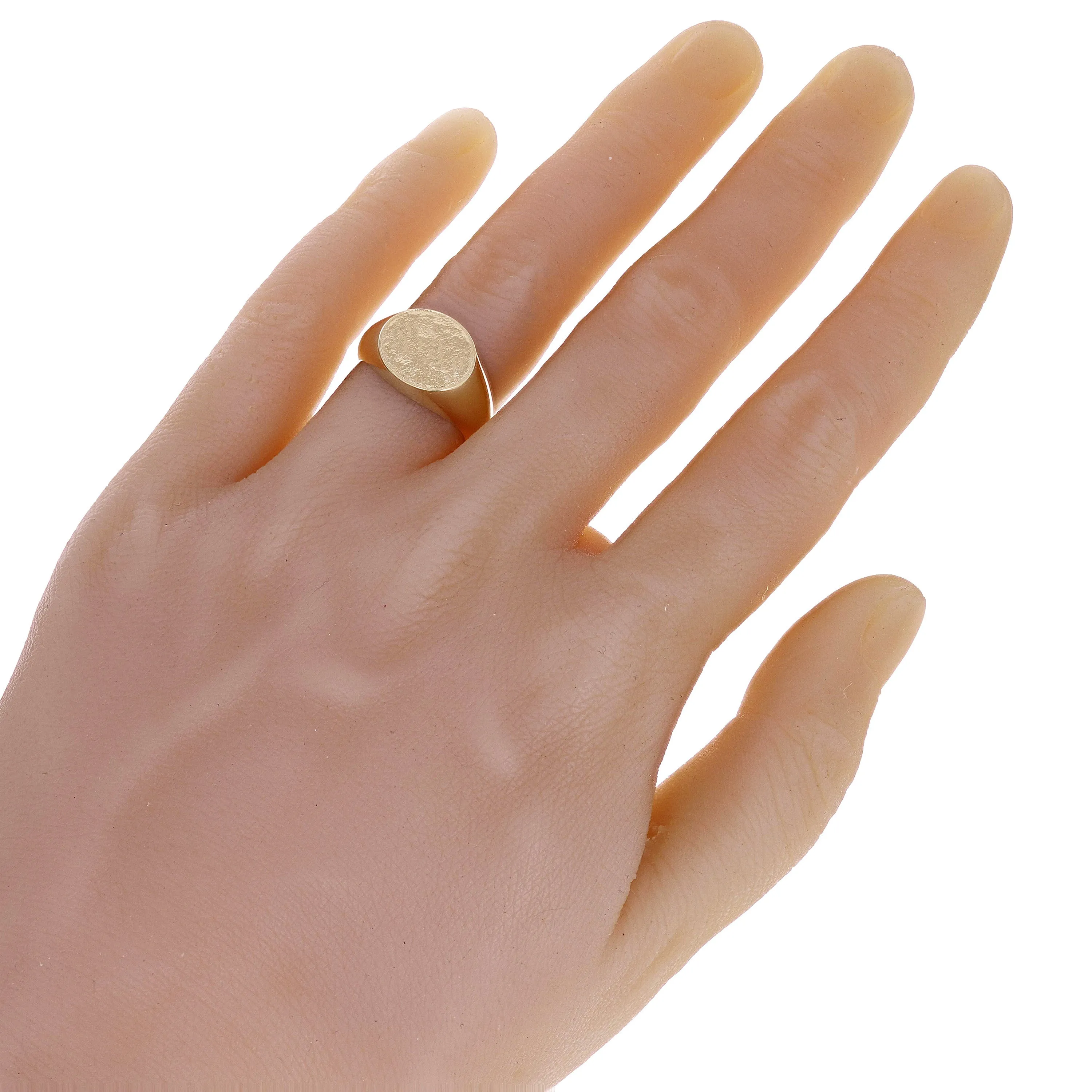 14k Yellow Gold Oval Hammered Finish Signet Ring Size 8 -12.3mm 6.4 grams