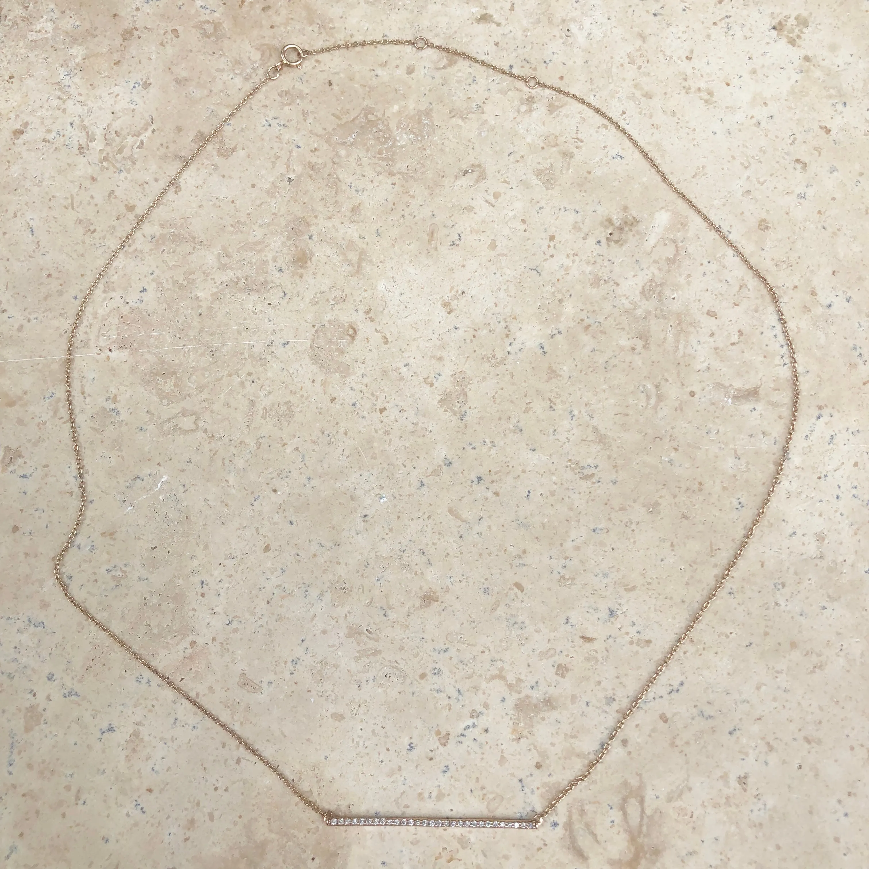 14KT Rose Gold 1/6 Carat Diamond Bar Chain Necklace