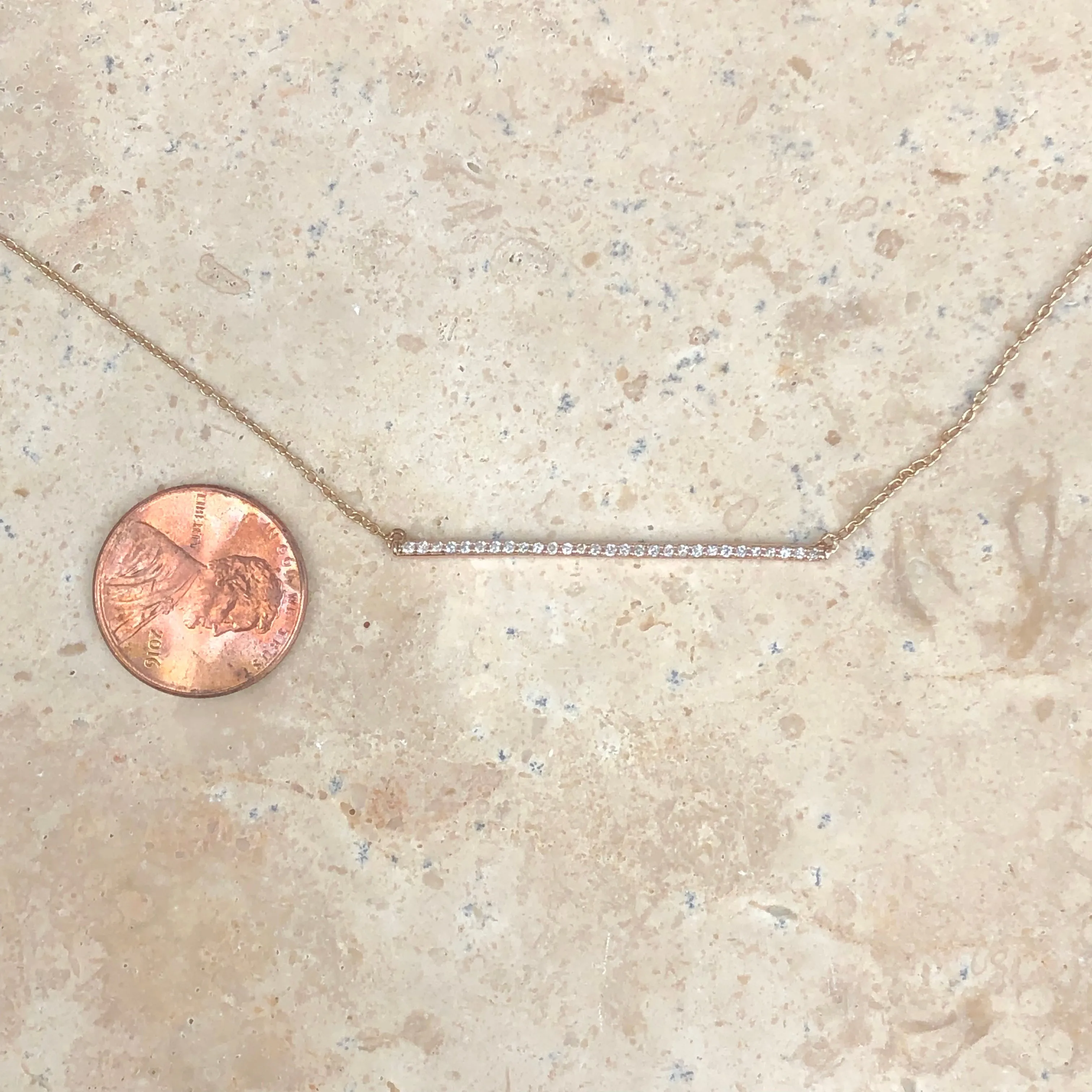14KT Rose Gold 1/6 Carat Diamond Bar Chain Necklace