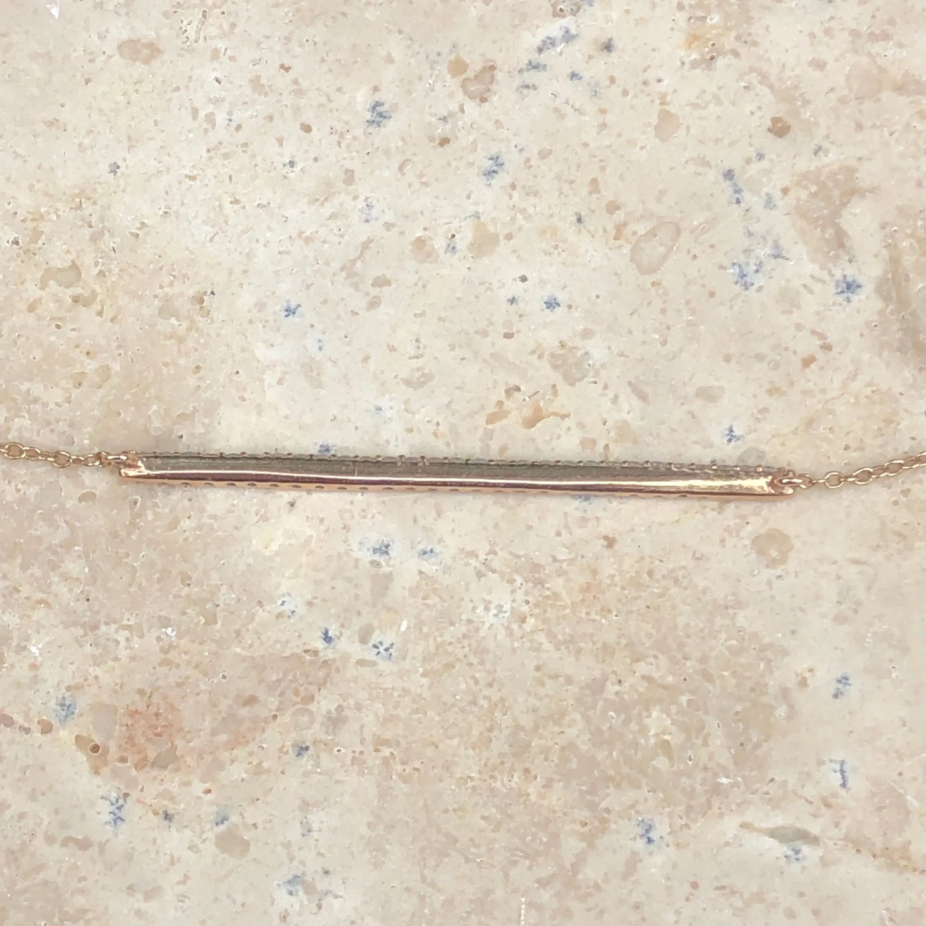 14KT Rose Gold 1/6 Carat Diamond Bar Chain Necklace