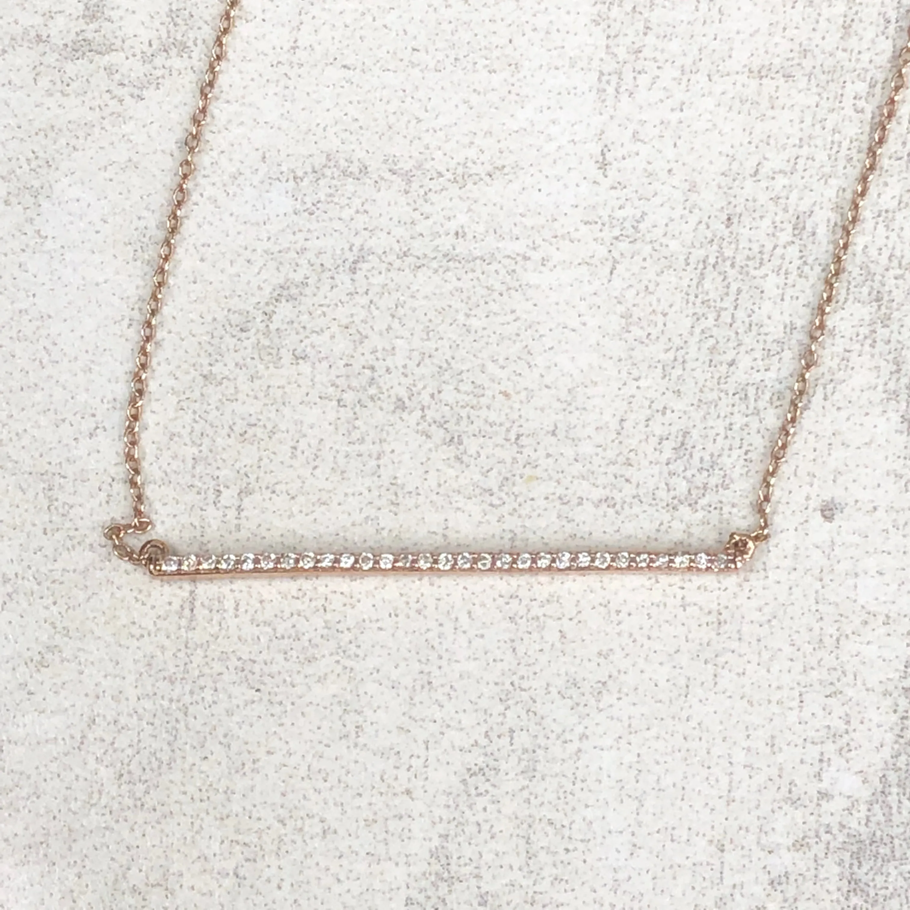 14KT Rose Gold 1/6 Carat Diamond Bar Chain Necklace