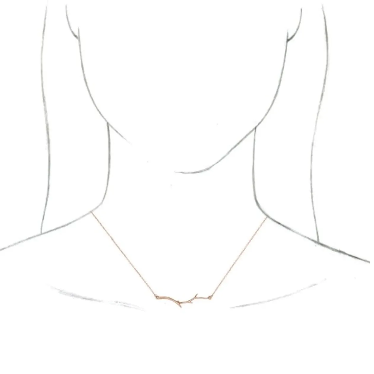 14KT Rose Gold Branch Bar Chain Necklace