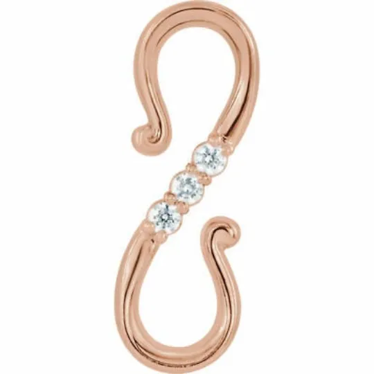 14KT Rose Gold Diamond S-Hook Extender Clasp