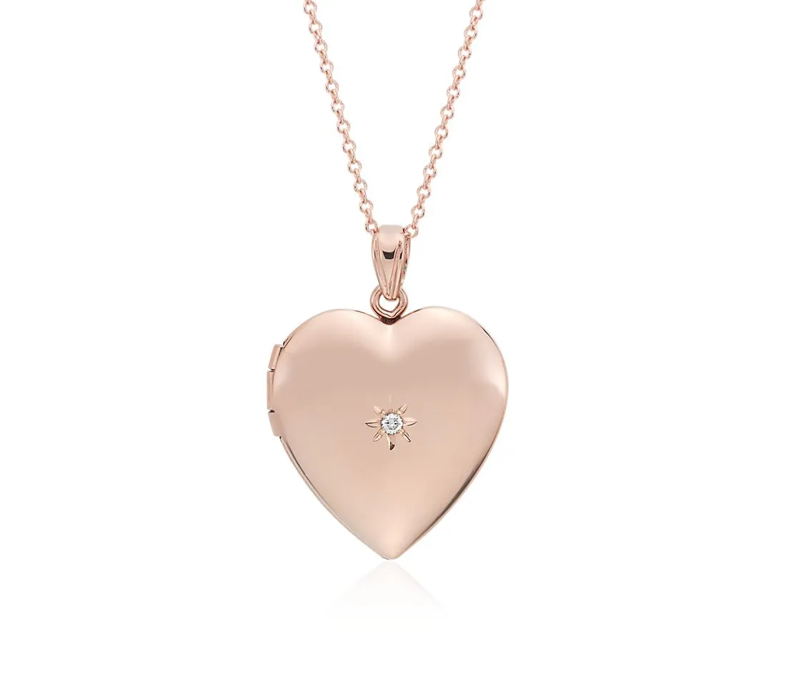14kt Rose Gold Locket with Diamond