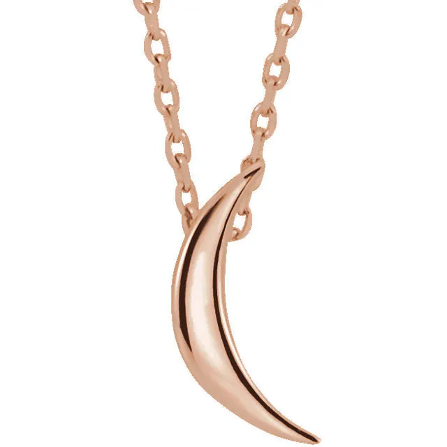 14KT Rose Gold Mini Crescent Moon Pendant Chain Necklace