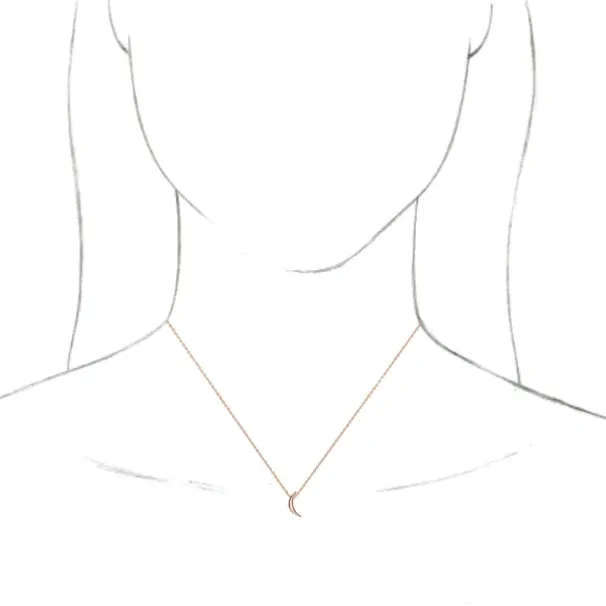 14KT Rose Gold Mini Crescent Moon Pendant Chain Necklace
