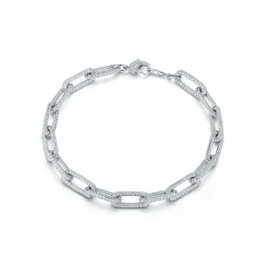 14KT WHITE GOLD  DIAMOND PAVE  PAPERCLIP BRACELET