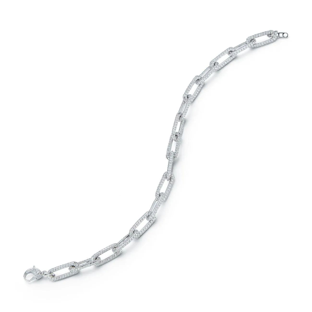 14KT WHITE GOLD  DIAMOND PAVE  PAPERCLIP BRACELET