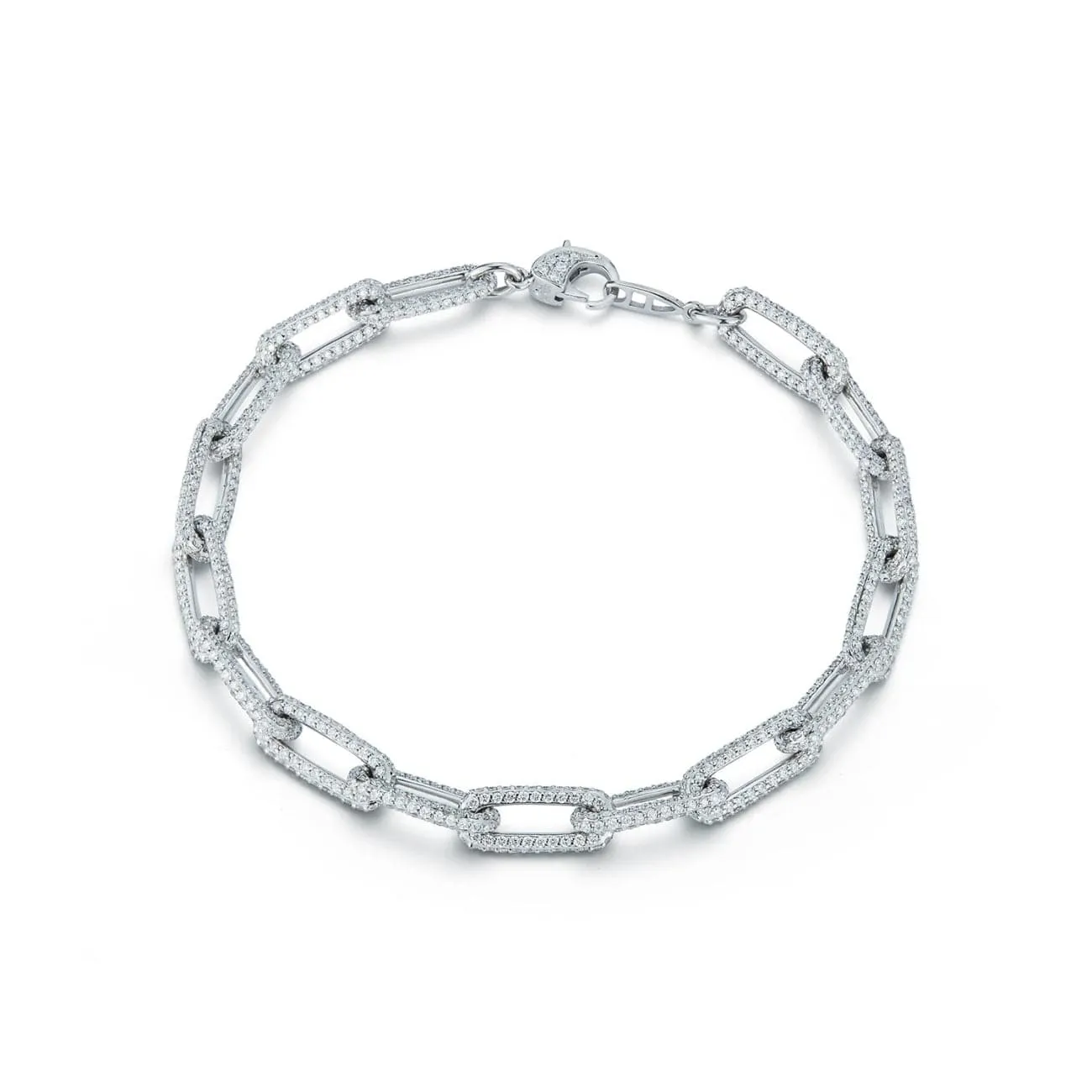 14KT WHITE GOLD  DIAMOND PAVE  PAPERCLIP BRACELET