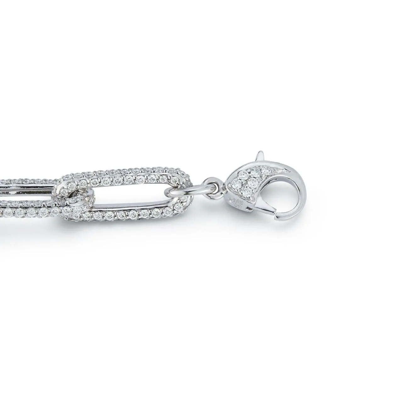 14KT WHITE GOLD  DIAMOND PAVE  PAPERCLIP BRACELET