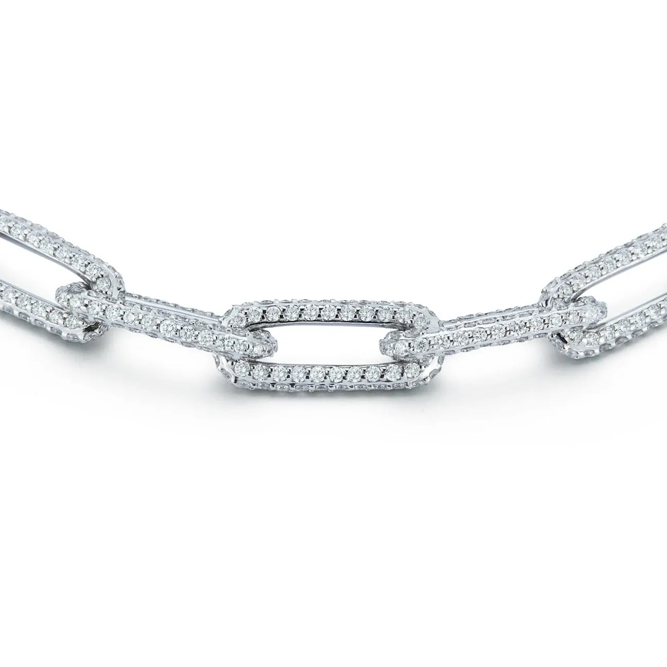 14KT WHITE GOLD  DIAMOND PAVE  PAPERCLIP BRACELET