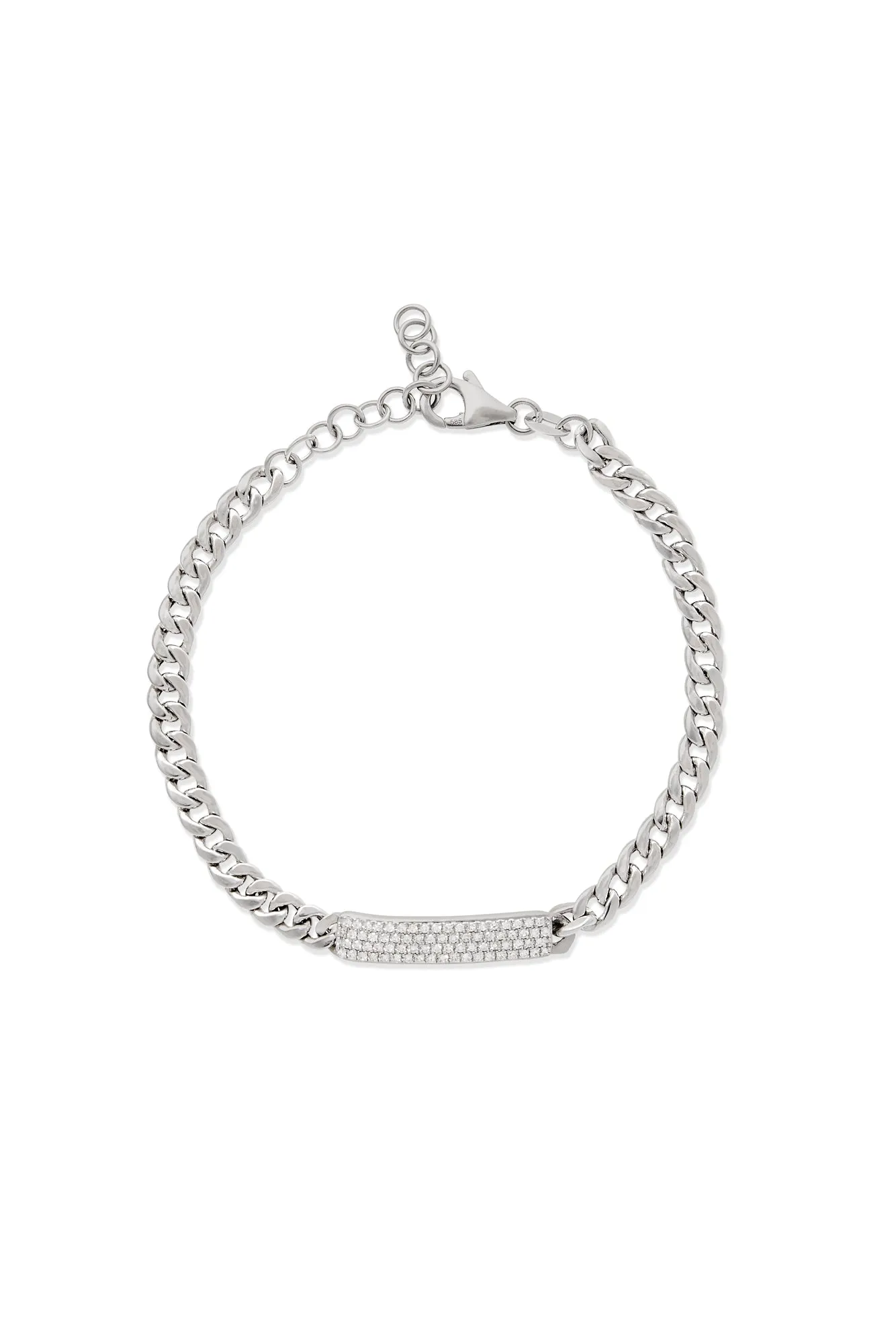 14KW Pave ID Chain Bracelet