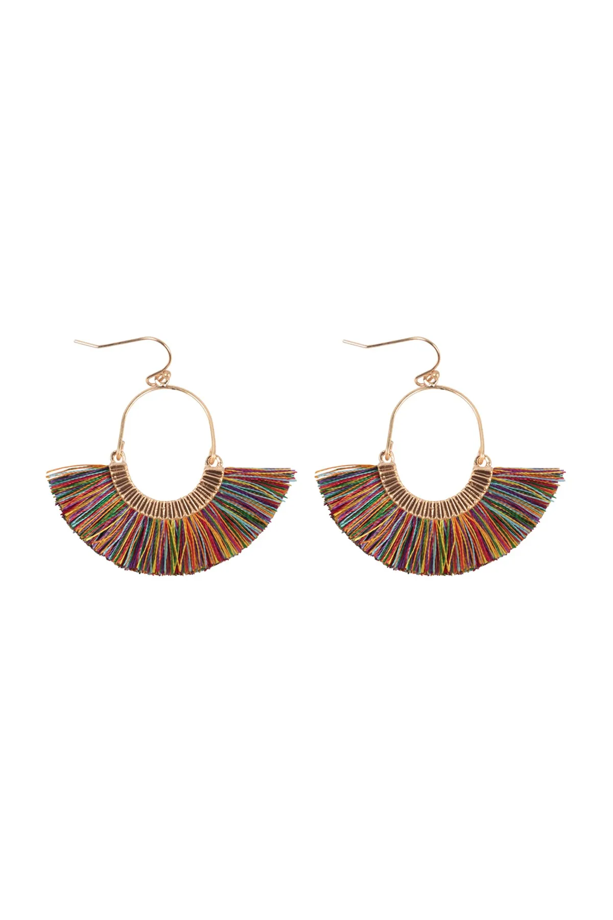 1.5 INCH FAN SHAPED TASSEL HOOK EARRINGS
