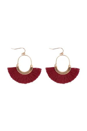 1.5 INCH FAN SHAPED TASSEL HOOK EARRINGS