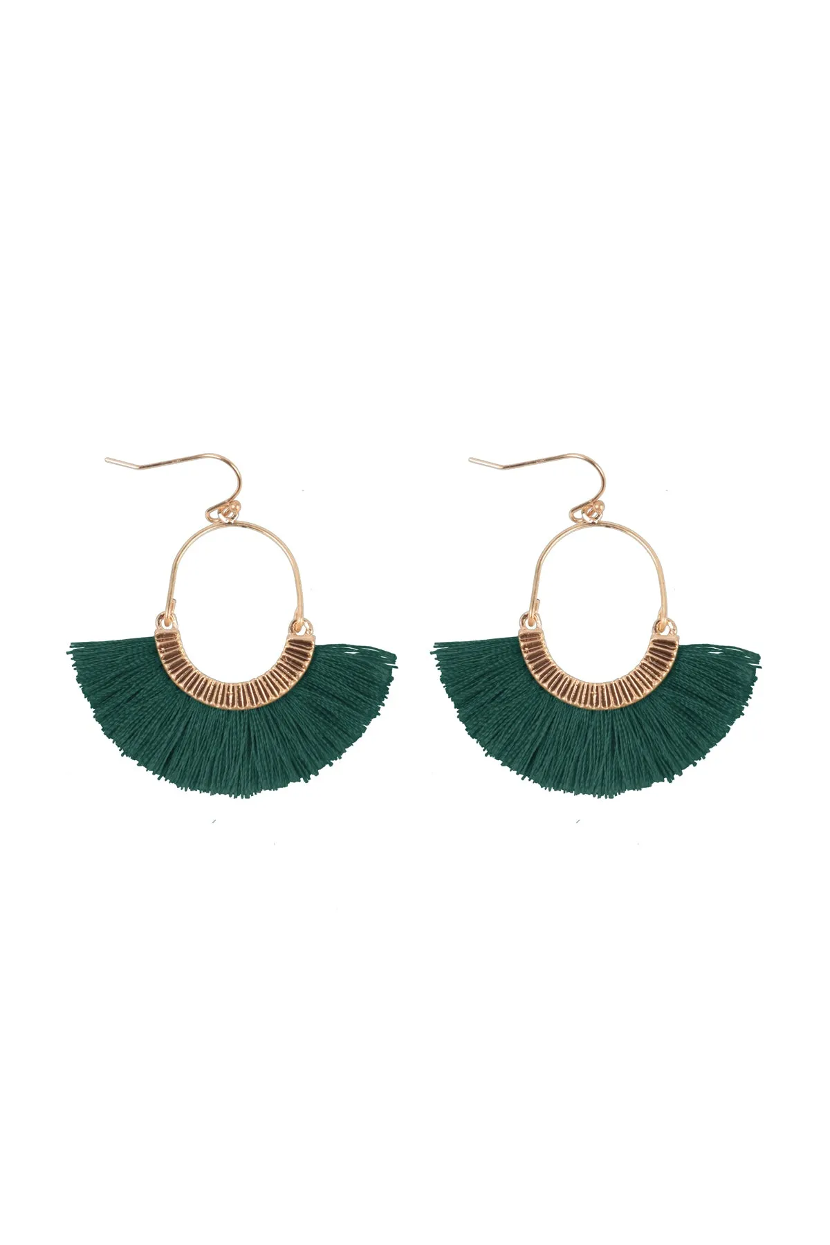1.5 INCH FAN SHAPED TASSEL HOOK EARRINGS