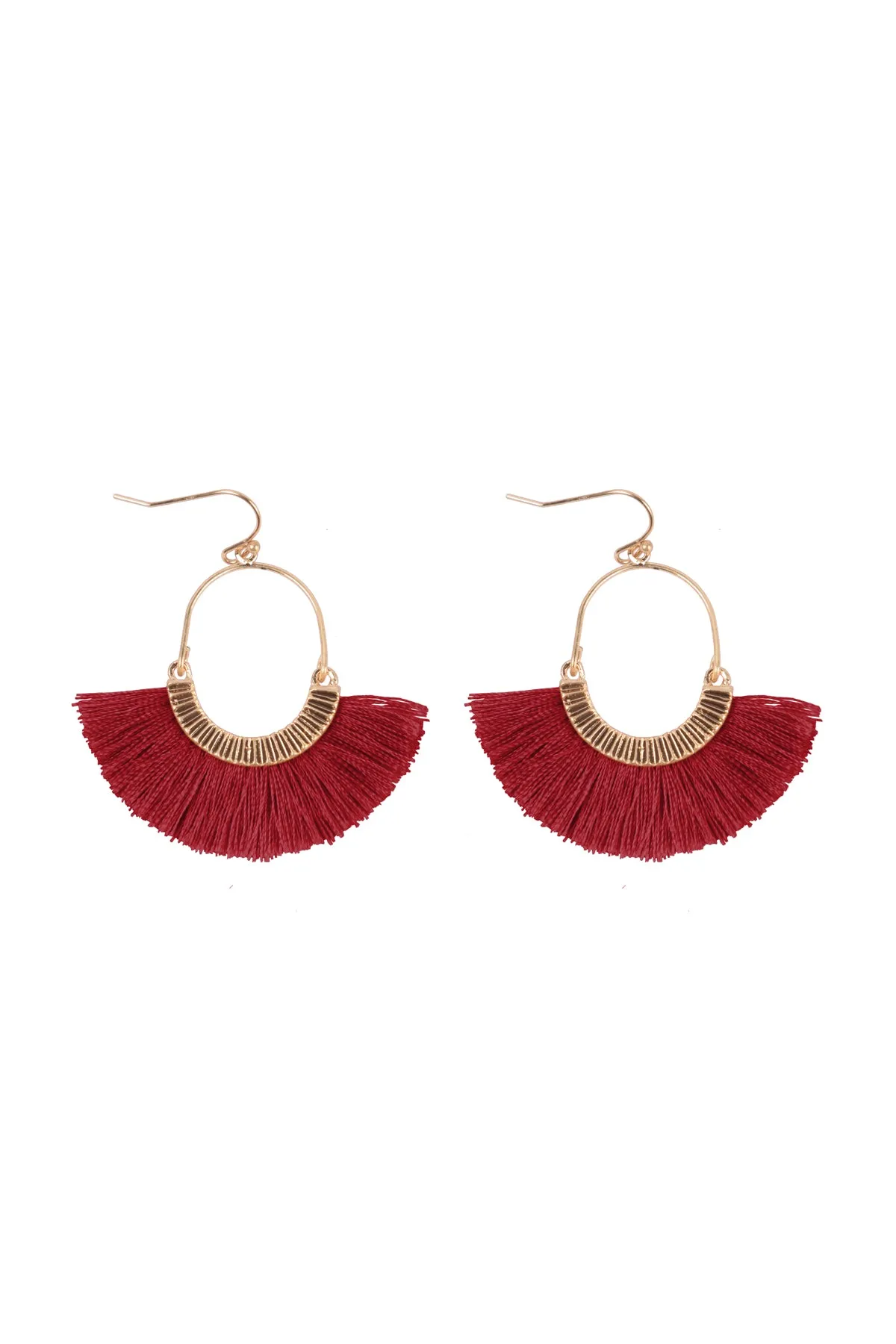 1.5 INCH FAN SHAPED TASSEL HOOK EARRINGS