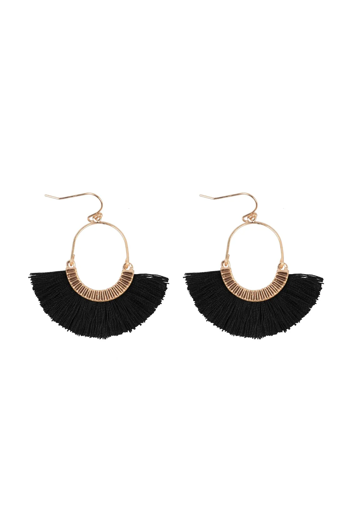 1.5 INCH FAN SHAPED TASSEL HOOK EARRINGS