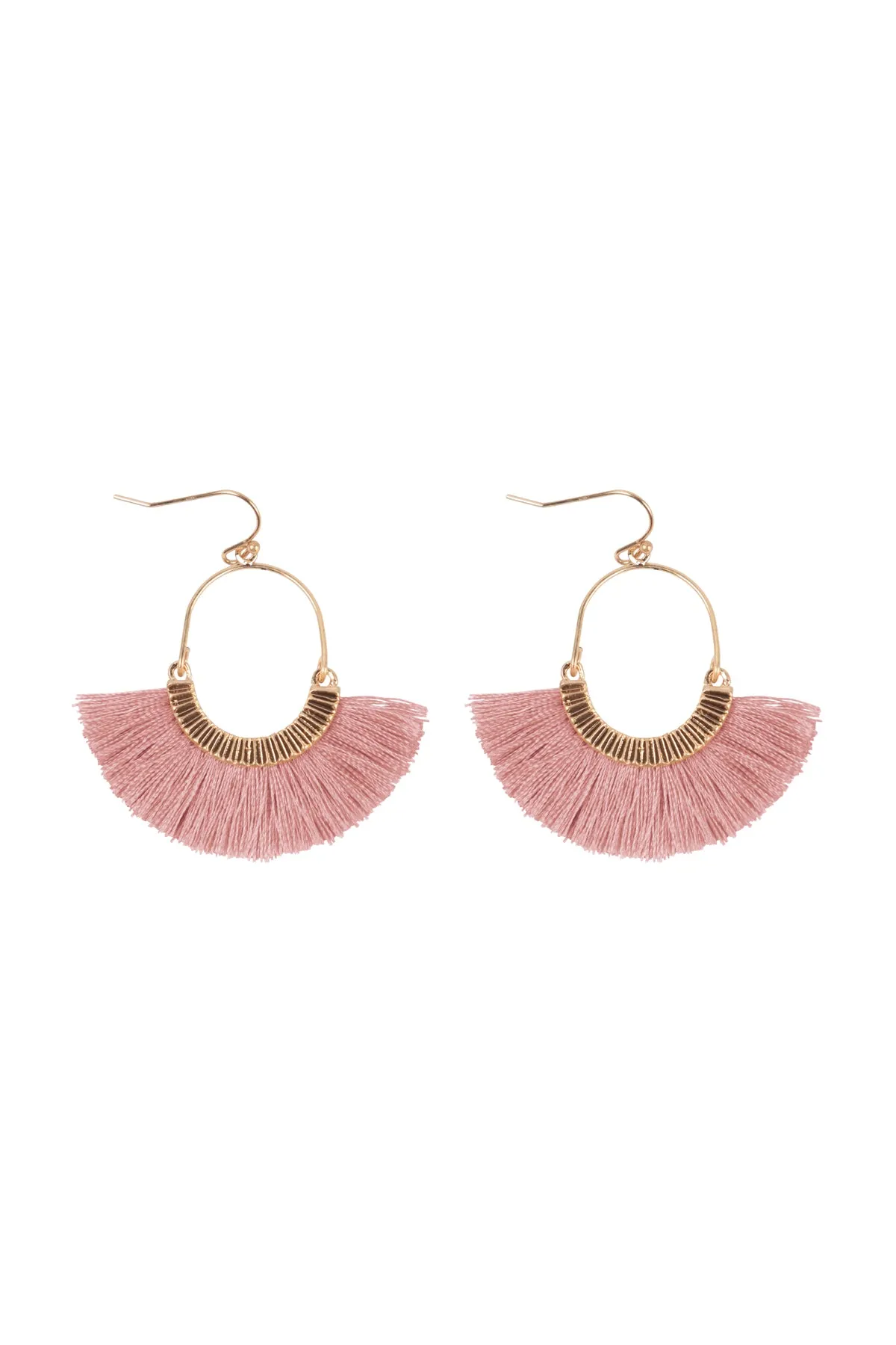 1.5 INCH FAN SHAPED TASSEL HOOK EARRINGS