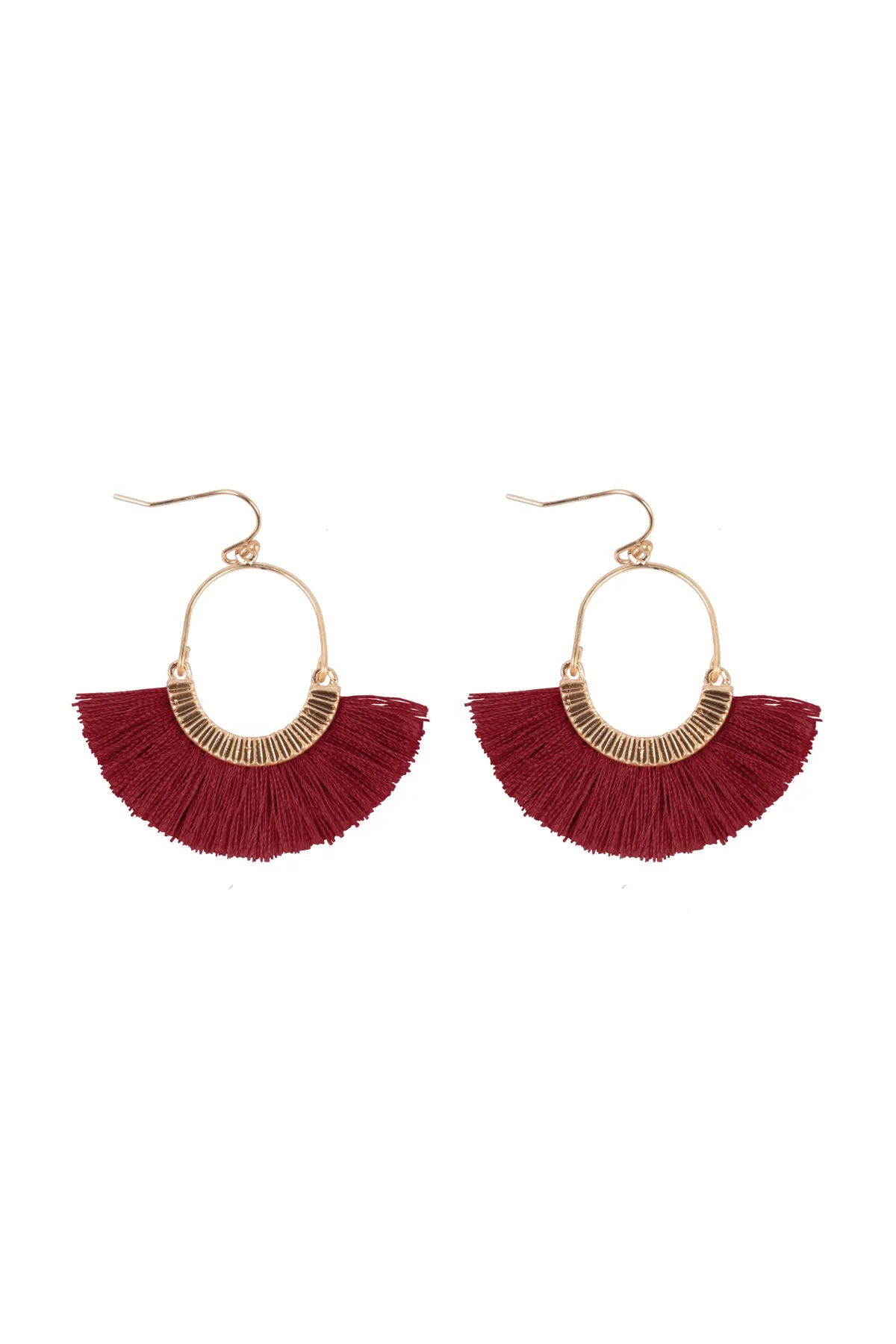 1.5 INCH FAN SHAPED TASSEL HOOK EARRINGS