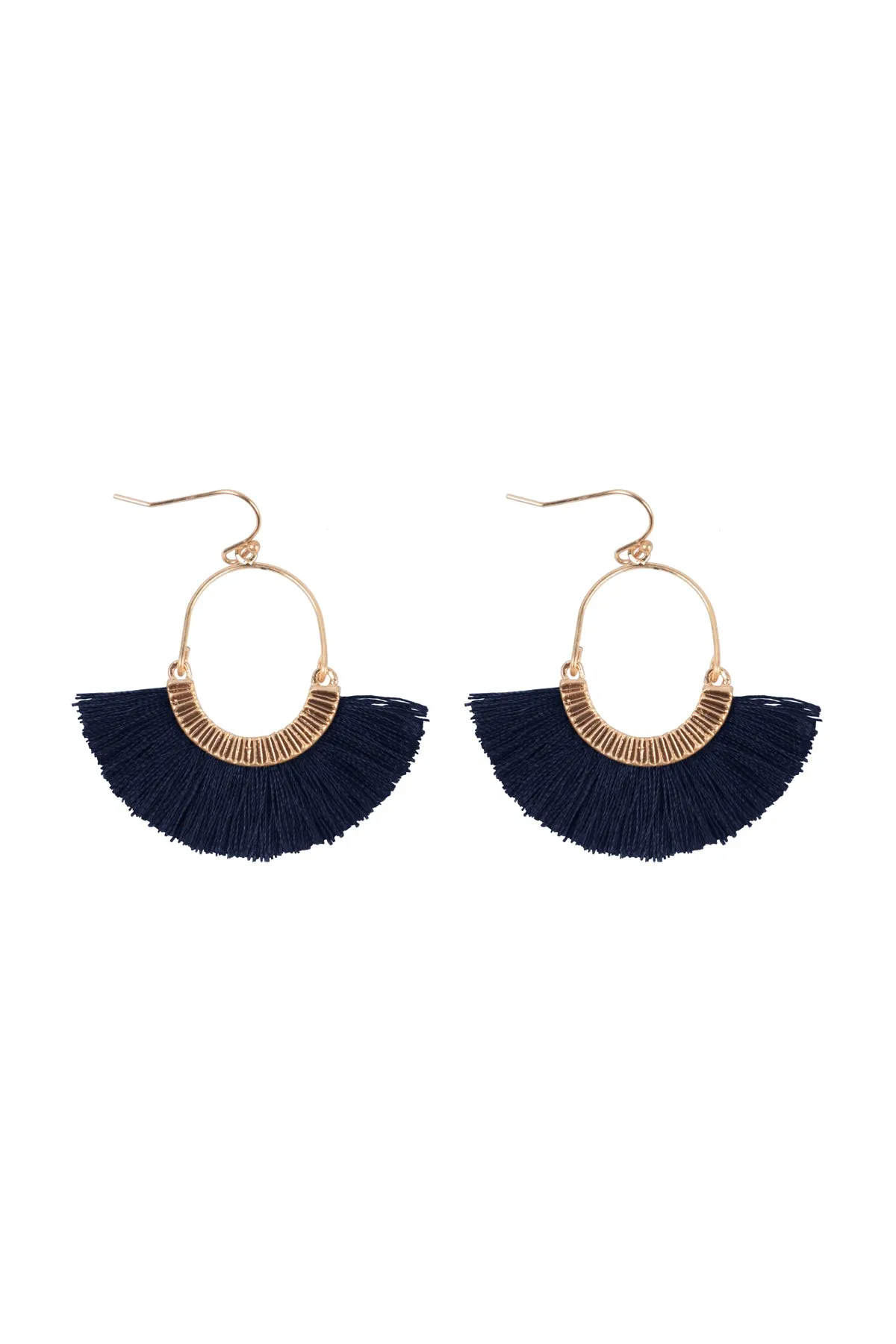 1.5 INCH FAN SHAPED TASSEL HOOK EARRINGS