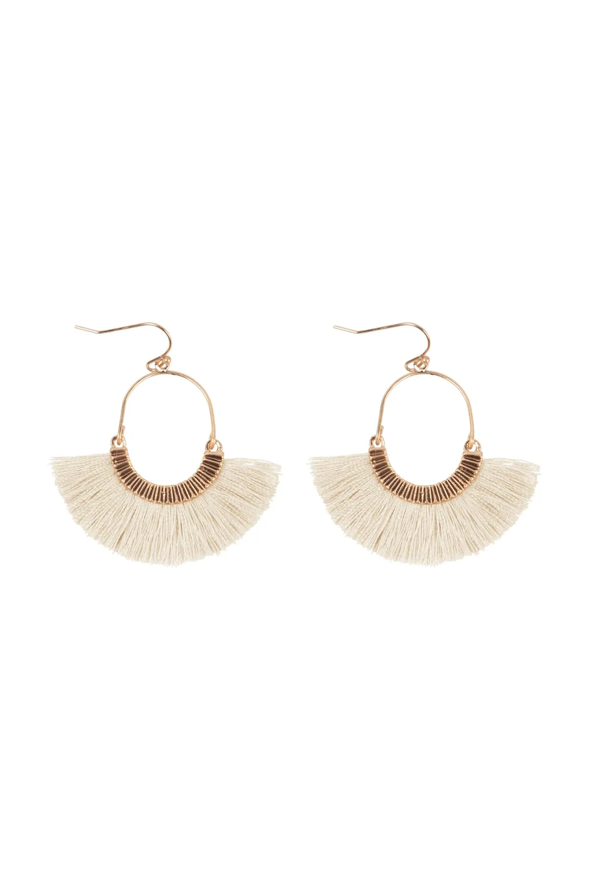 1.5 INCH FAN SHAPED TASSEL HOOK EARRINGS
