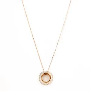 18K Rose Gold 1.5 Carat Diamond Pave Ring Pendant Necklace