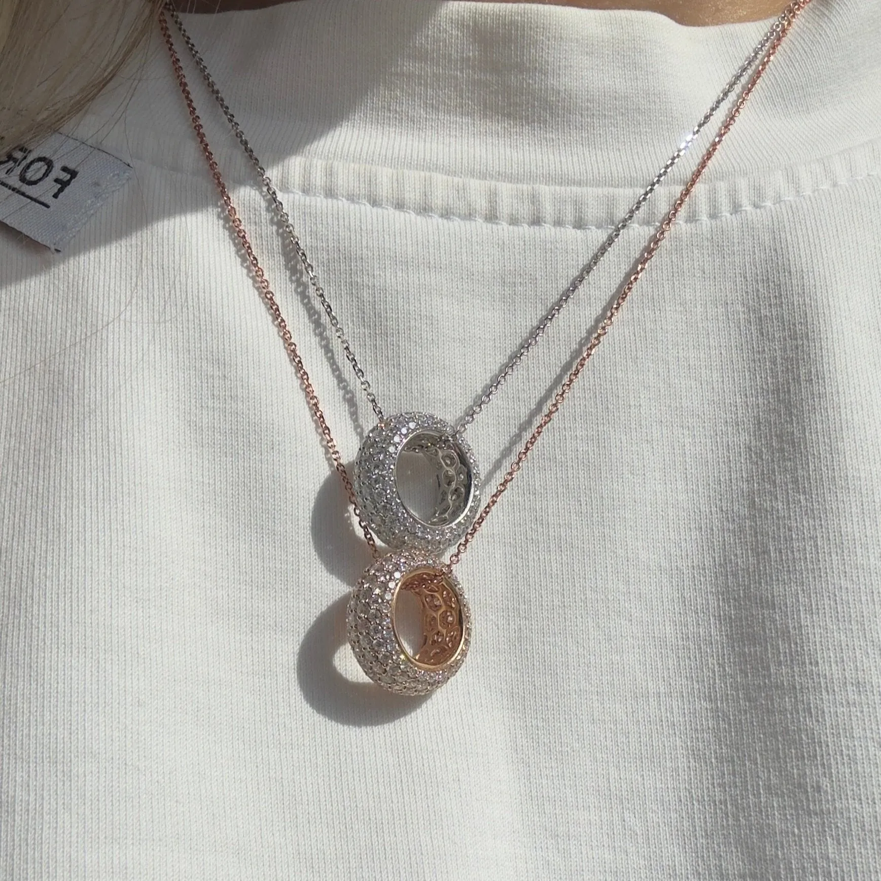 18K Rose Gold 1.5 Carat Diamond Pave Ring Pendant Necklace