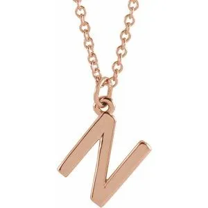 18K Rose Gold-Plated Sterling Silver Initial N Dangle 18" Necklace