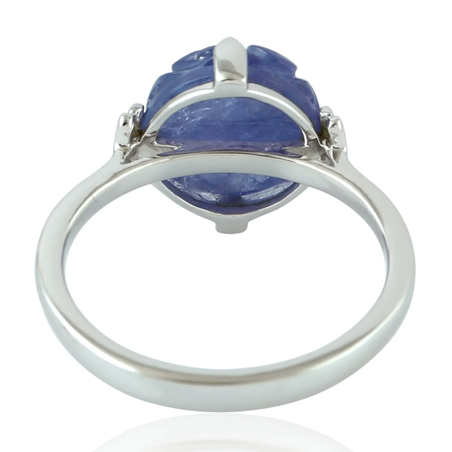 18K White Gold Carved Tanzanite Cocktail Ring December Birthstone Jewelry Gift