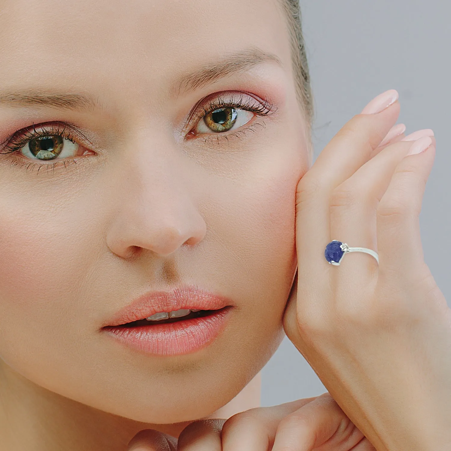 18K White Gold Carved Tanzanite Cocktail Ring December Birthstone Jewelry Gift