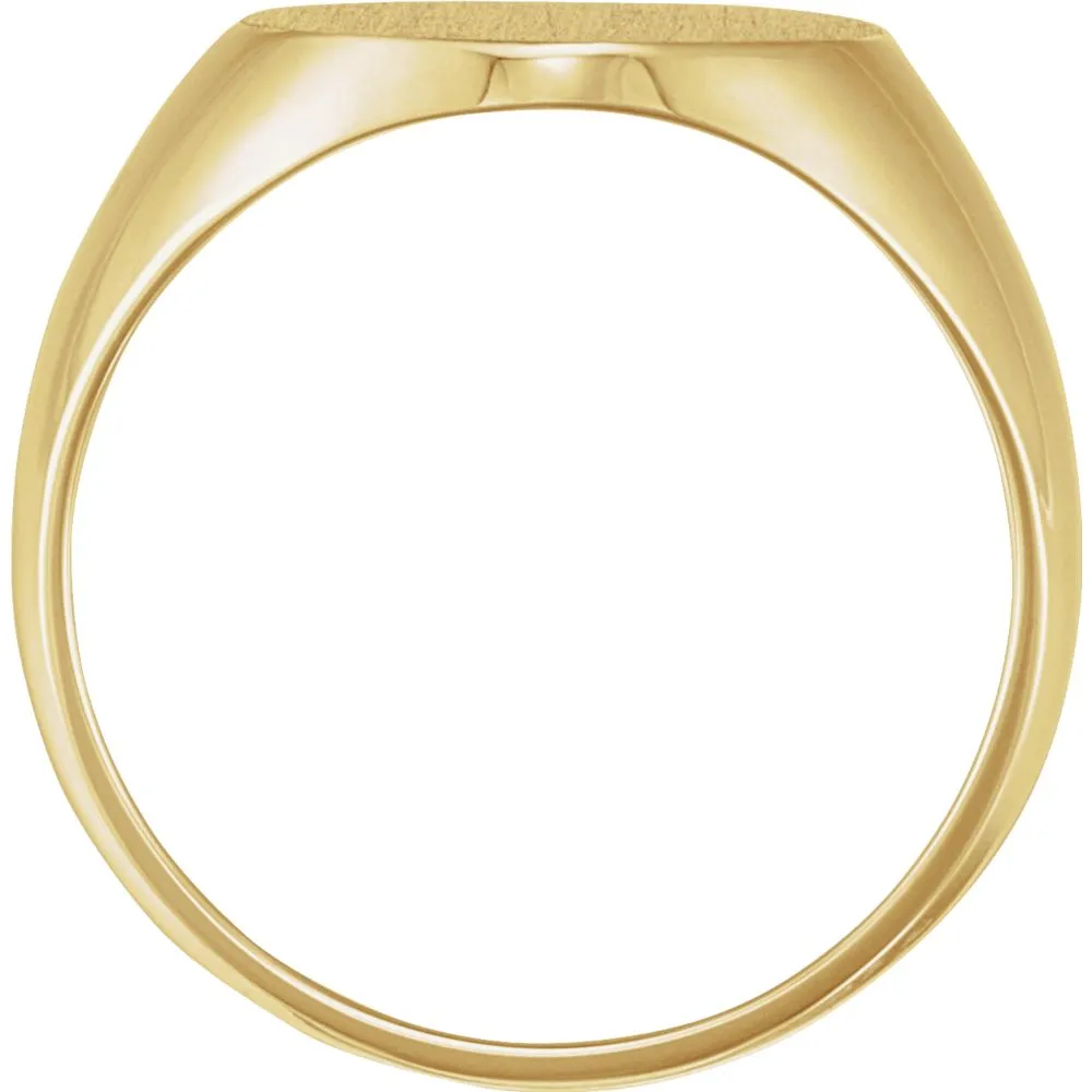 18k Yellow Gold 18x16mm Solid Oval Men's Signet Ring, Size 11