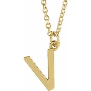 18K Yellow Gold-Plated Sterling Silver Initial V Dangle 18" Necklace