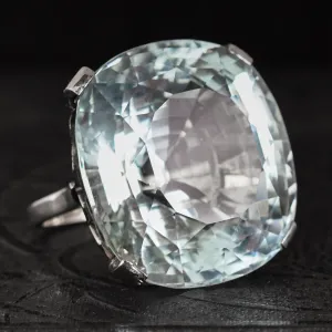 1930s Art Deco 54 Carat Aquamarine Statement Ring
