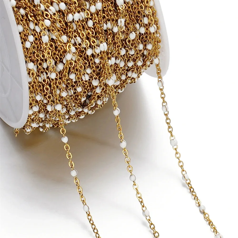 1m Colorful Enamel Beaded Gold Chain – DIY Jewelry
