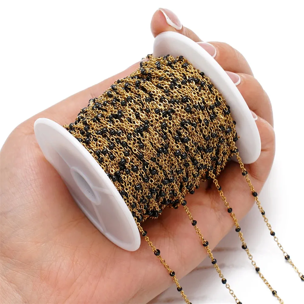 1m Colorful Enamel Beaded Gold Chain – DIY Jewelry
