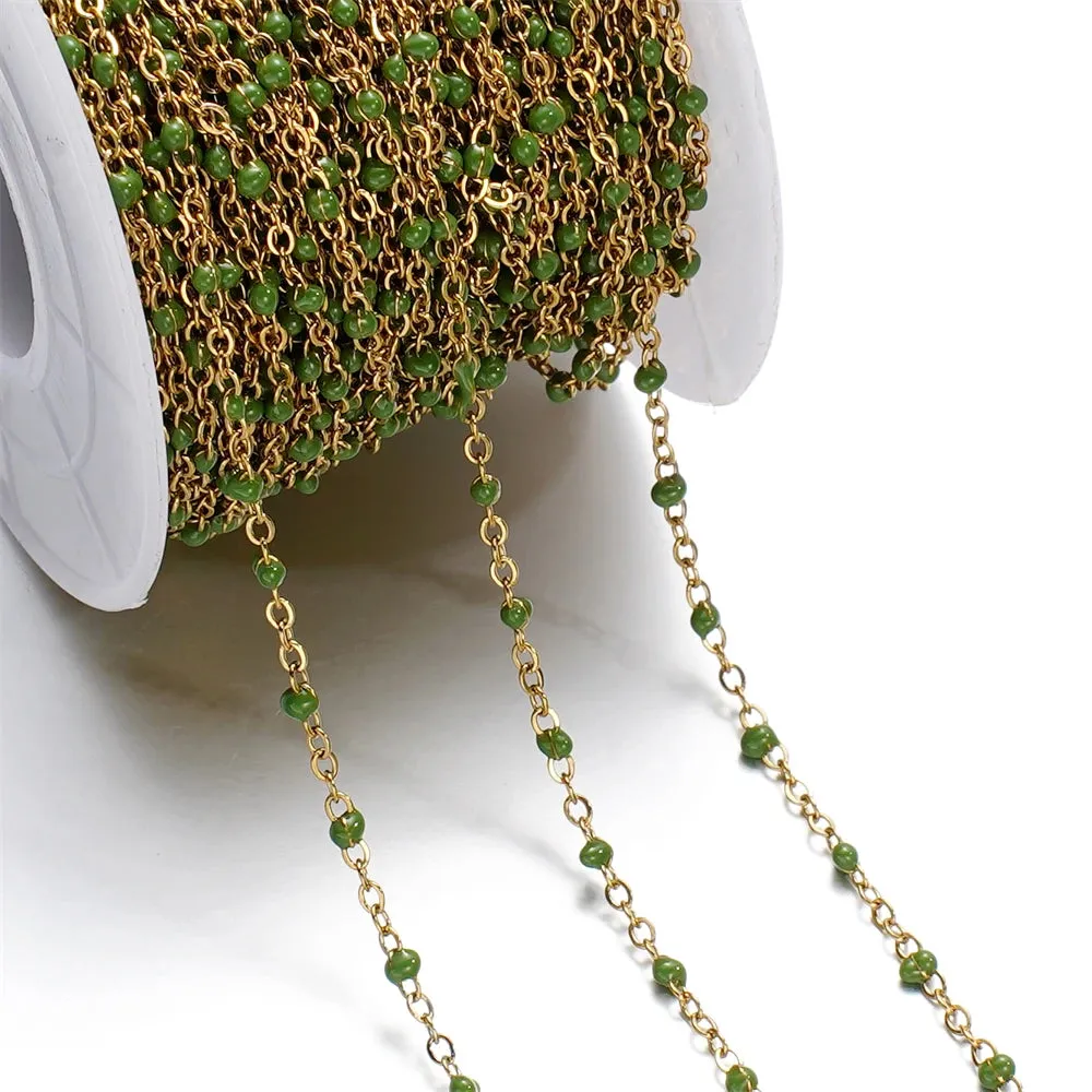 1m Colorful Enamel Beaded Gold Chain – DIY Jewelry