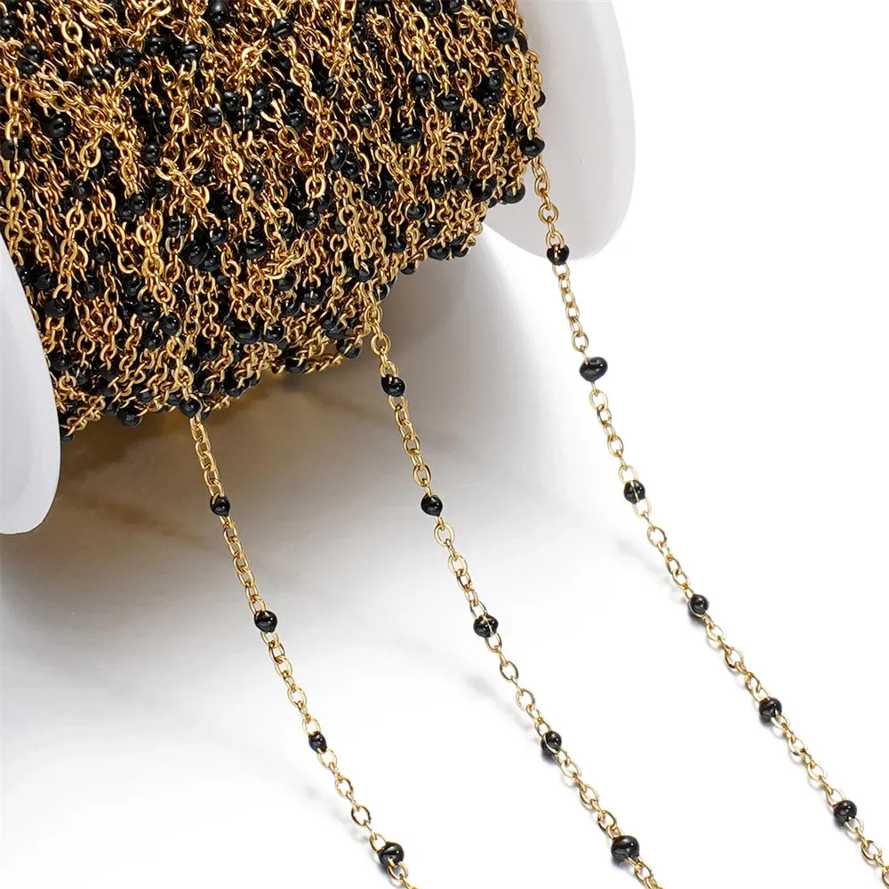 1m Colorful Enamel Beaded Gold Chain – DIY Jewelry